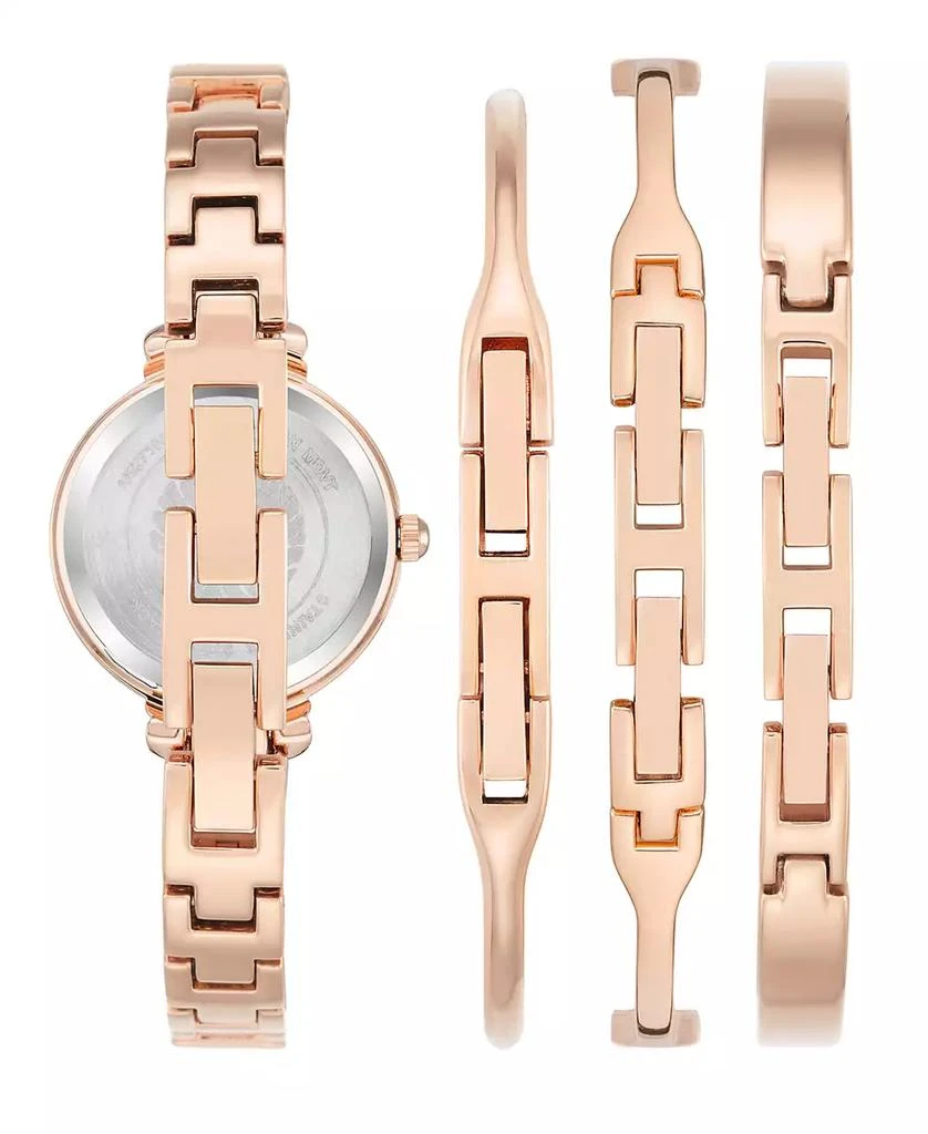 商品Anne Klein|Women's Rose Gold-Tone Alloy Bangle with Navy Enamel and Crystal Accents Fashion Watch 33.5mm Set 4 Pieces,价格¥1326,第3张图片详细描述