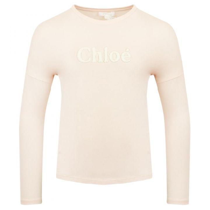 商品Chloé|Pale Pink Long Sleeve Logo T Shirt,价格¥545-¥704,第1张图片