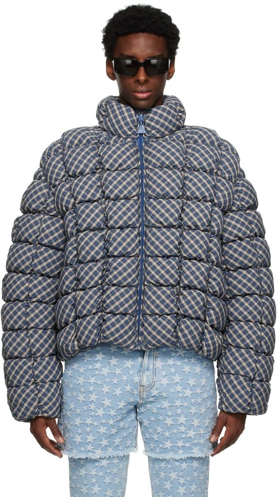 商品ERL|Blue & Beige Plaid Biscuit Down Coat,价格¥6851,第1张图片