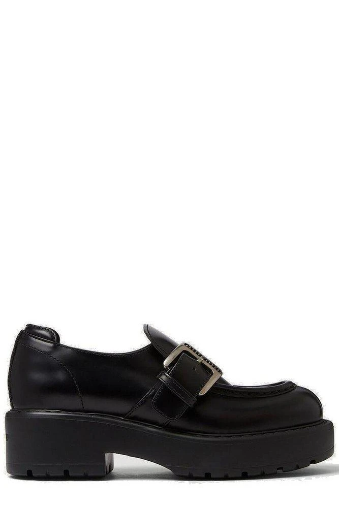 商品Miu Miu|Miu Miu Logo Detailed Buckled Platform Loafers,价格¥5697,第1张图片