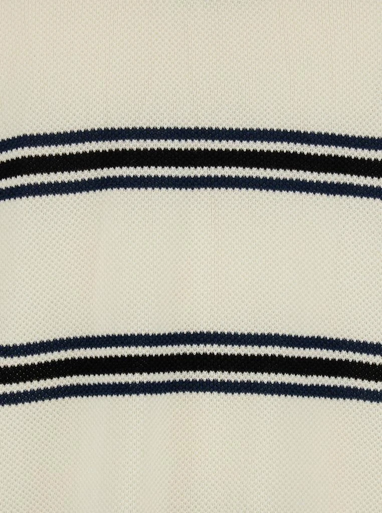 商品Dunst|White Polo Shirt With All-over Striped Motif And Ribbed Edges In Cotton Piquet Man,价格¥1296,第3张图片详细描述