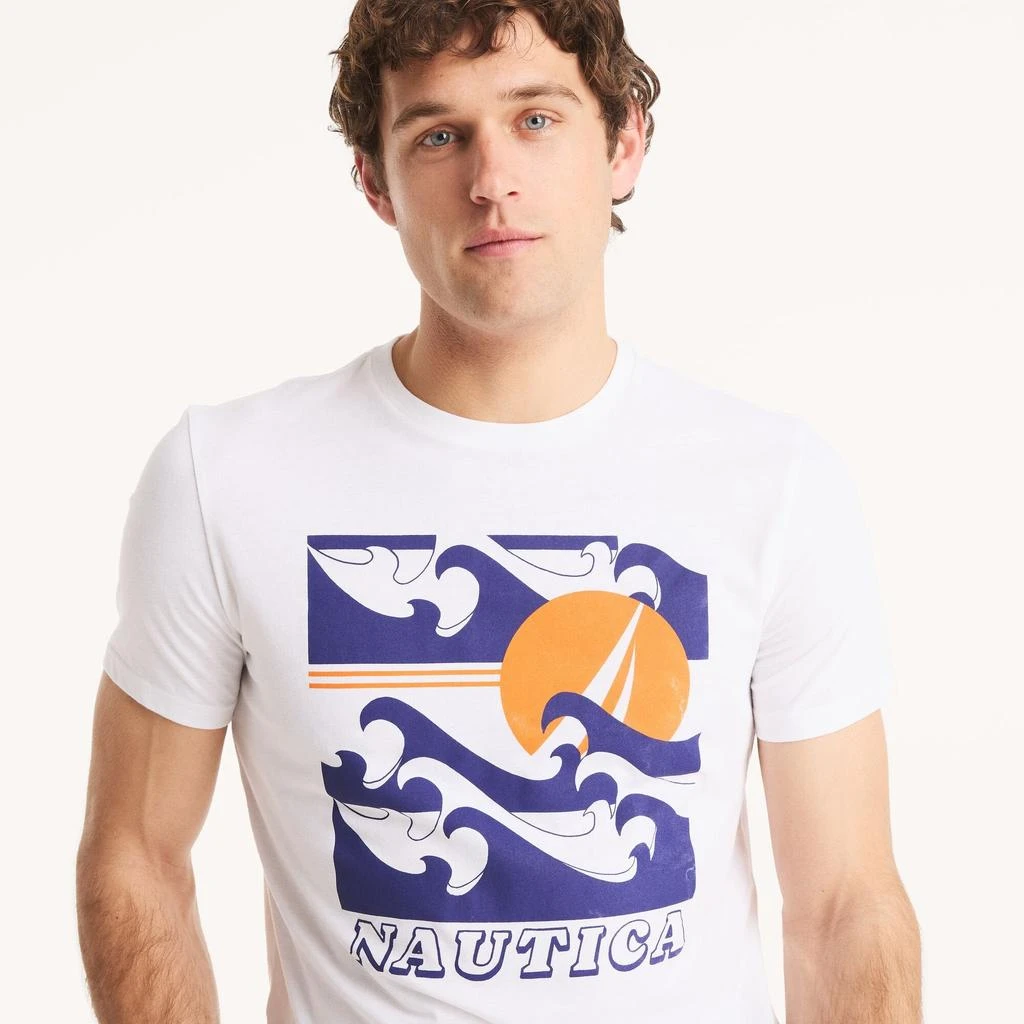 商品Nautica|Mens Ocean Waves Graphic T-Shirt,价格¥79,第2张图片详细描述
