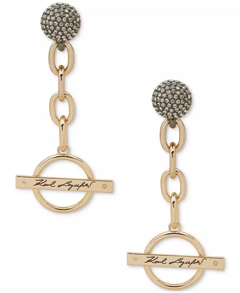 商品Karl Lagerfeld Paris|Two-Tone Crystal Pavé Logo Open Link Chain Drop Earrings,价格¥328,第1张图片