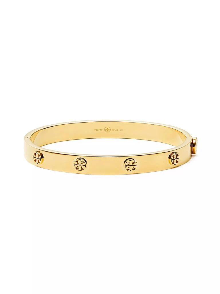 商品Tory Burch|Goldtone Logo Stud Hinged Bangle Bracelet,价格¥1344,第2张图片详细描述