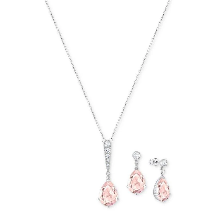 商品Swarovski|Silver-Tone Pink and Clear Crystal Pendant Necklace & Matching Drop Earrings Set,价格¥1269,第3张图片详细描述