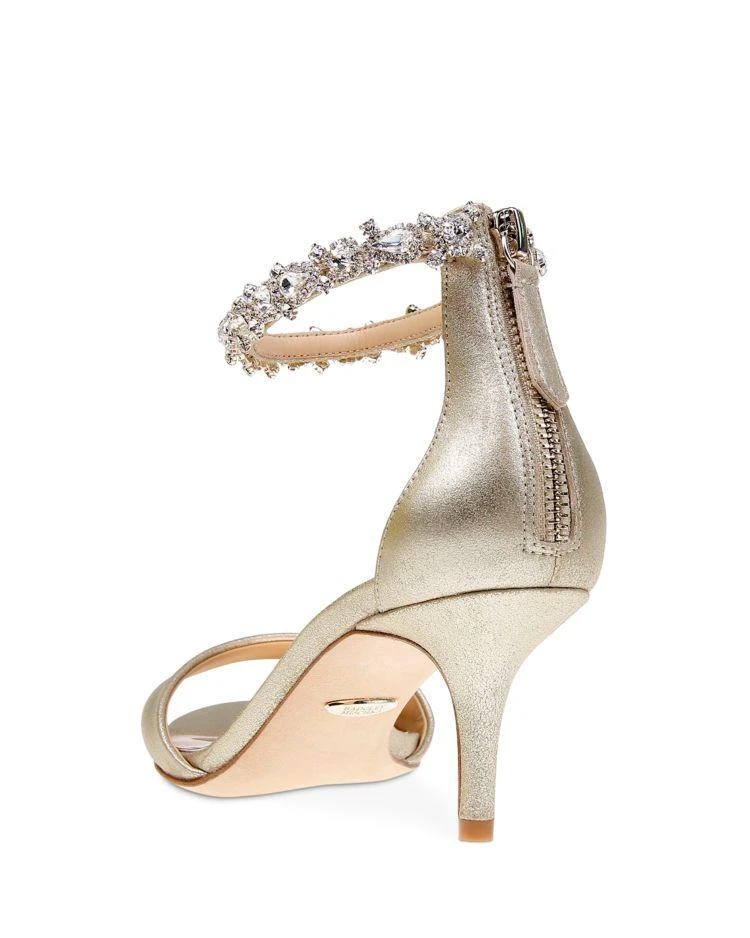 商品Badgley Mischka|Geranium Embellished Metallic Leather Ankle Strap Sandals ,价格¥870,第3张图片详细描述