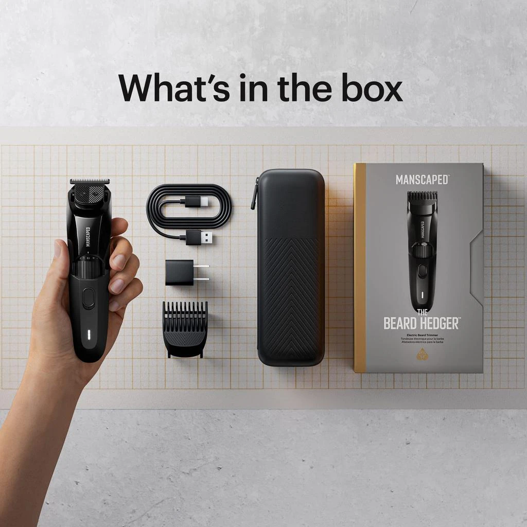 MANSCAPED® The Beard Hedger® Premium Men's Beard Trimmer, 20 Length Adjustable Blade Wheel, Stainless Steel T-Blade for Precision Facial Hair Trimming, Cordless Waterproof Wet/Dry Clipper 商品