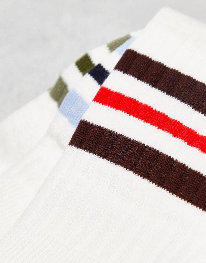 商品ASOS|ASOS DESIGN 3 pack ribbed crew socks in ecru with coloured stripes,价格¥116,第4张图片详细描述