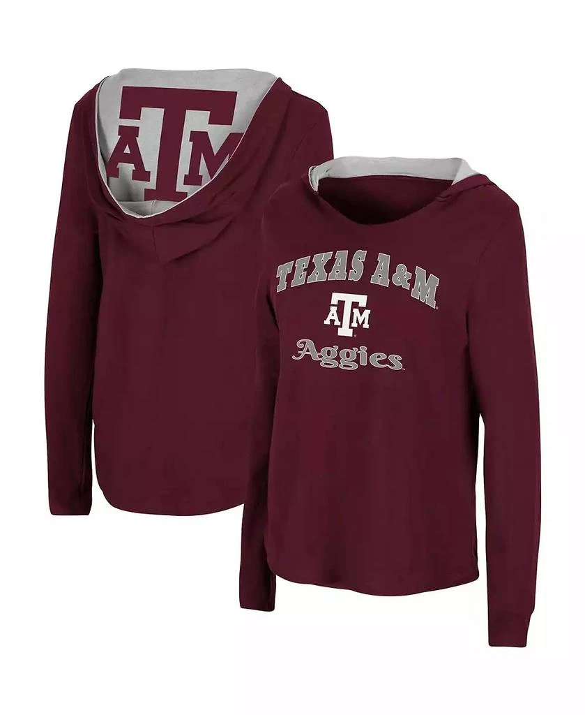 商品Colosseum|Women's Maroon Texas A&M Aggies Catalina Hoodie Long Sleeve T-Shirt,价格¥226,第1张图片