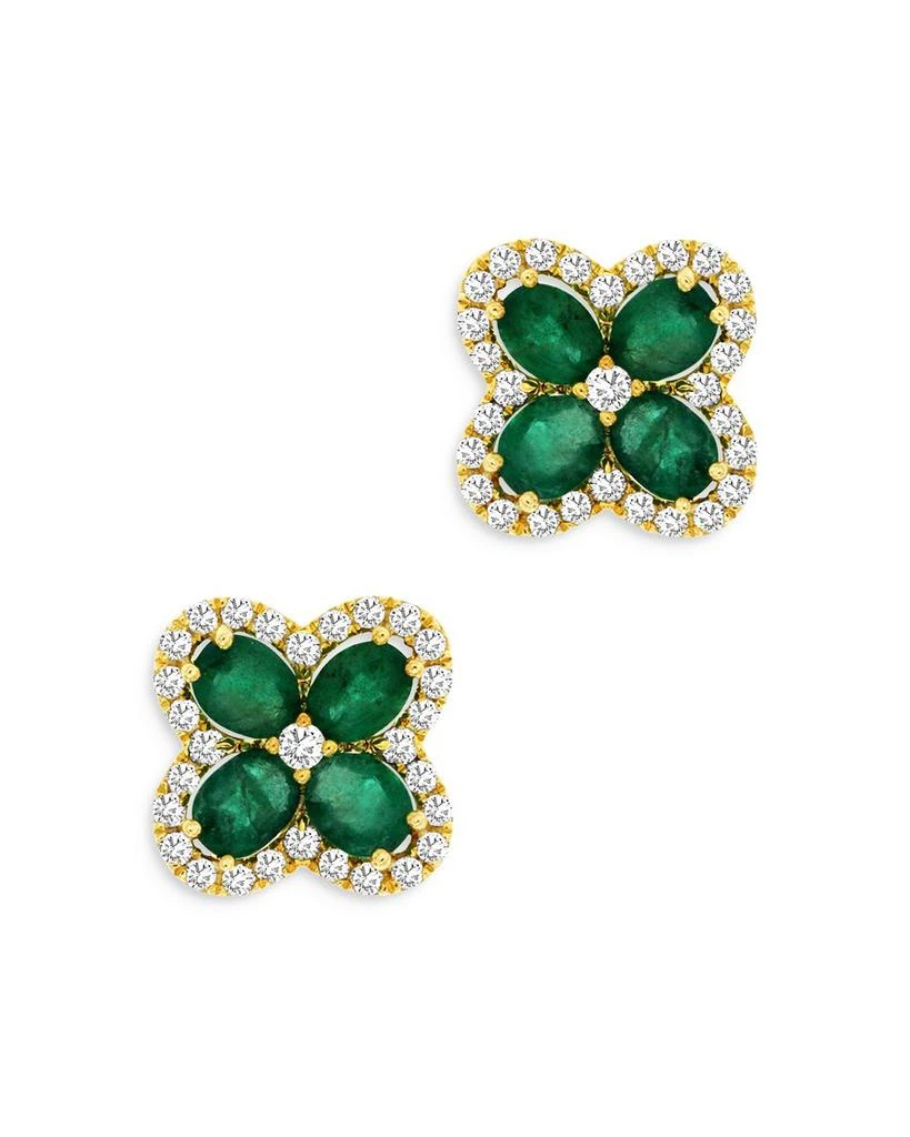 商品Bloomingdale's|Emerald & Diamond Clover Stud Earrings in 14K Yellow Gold,价格¥15453,第1张图片