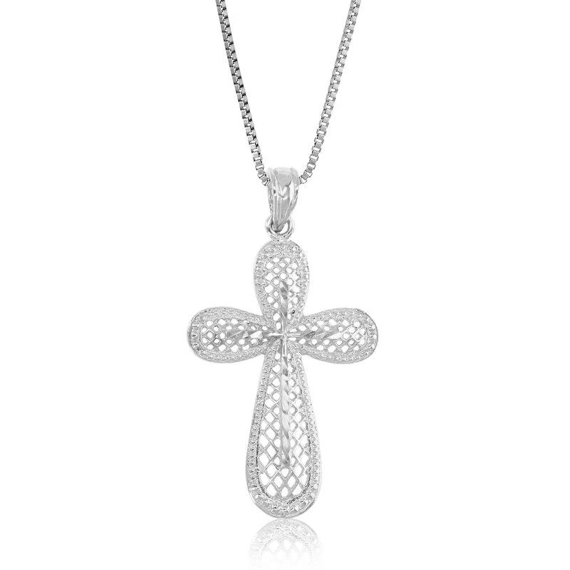 商品Vir Jewels|Cross Pendant Necklace For Women In .925 Sterling Silver, Size 1",价格¥416,第1张图片