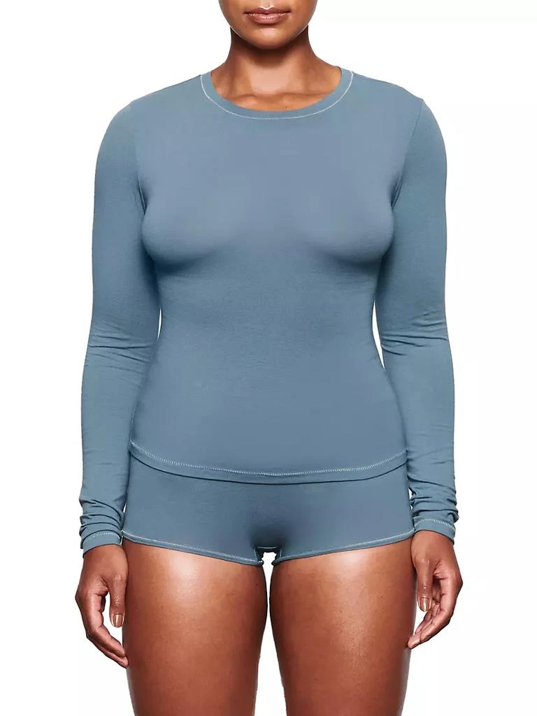 商品SKIMS|CJ Long Sleeve Cotton-Blend Top,价格¥413,第2张图片详细描述