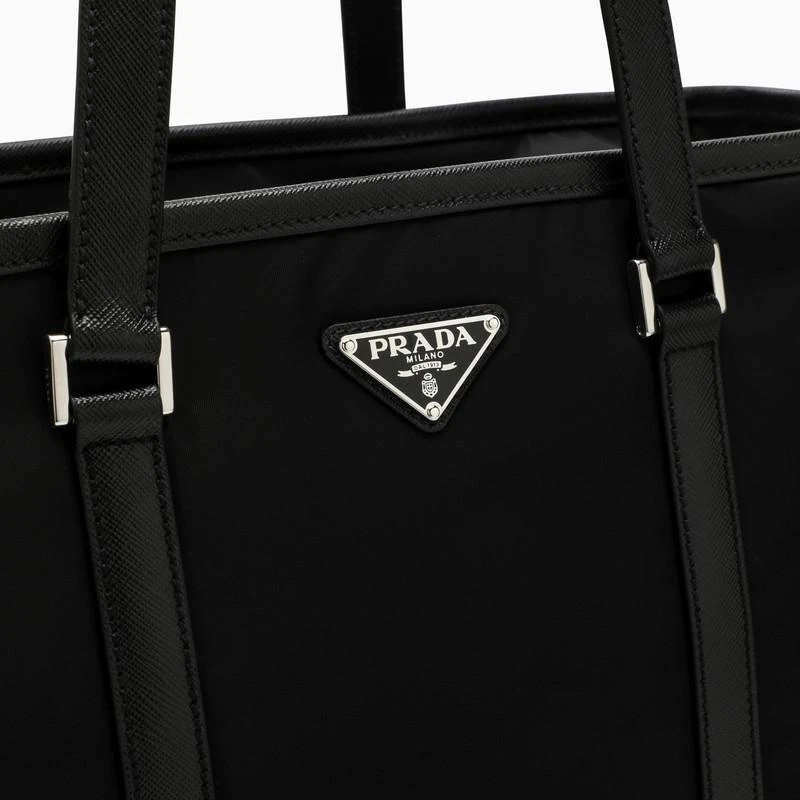 Black Re-Nylon and leather tote bag 商品