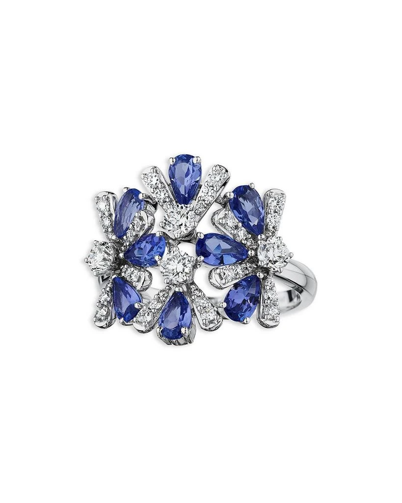 商品HUEB|18K White Gold Botanica Tanzanite & Diamond Floral Cluster Ring,价格¥21527,第1张图片详细描述