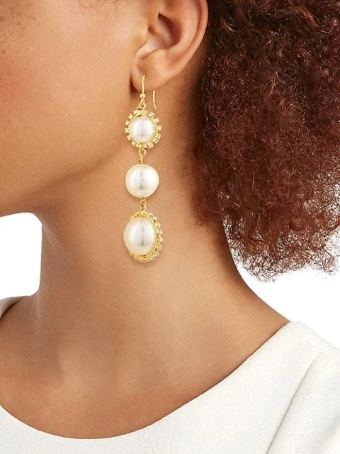 商品ROSANTICA|Satelliti Goldtone, Faux Pearl, & Crystal Drop Earrings,价格¥583,第2张图片详细描述
