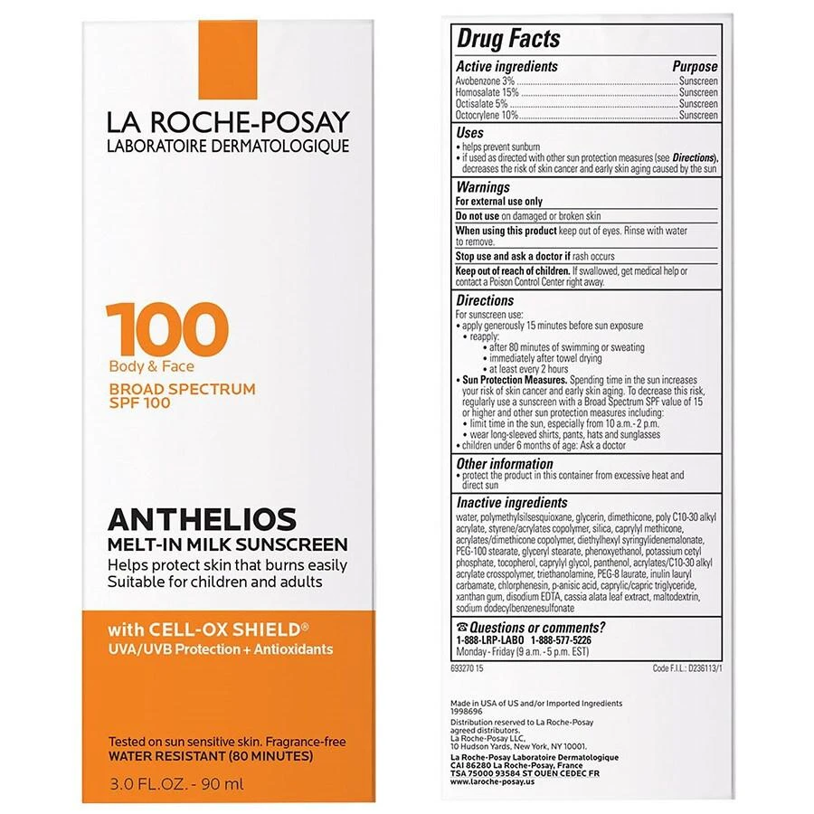 Anthelios Melt-in Milk Body and Face Sunscreen Lotion SPF 100 商品