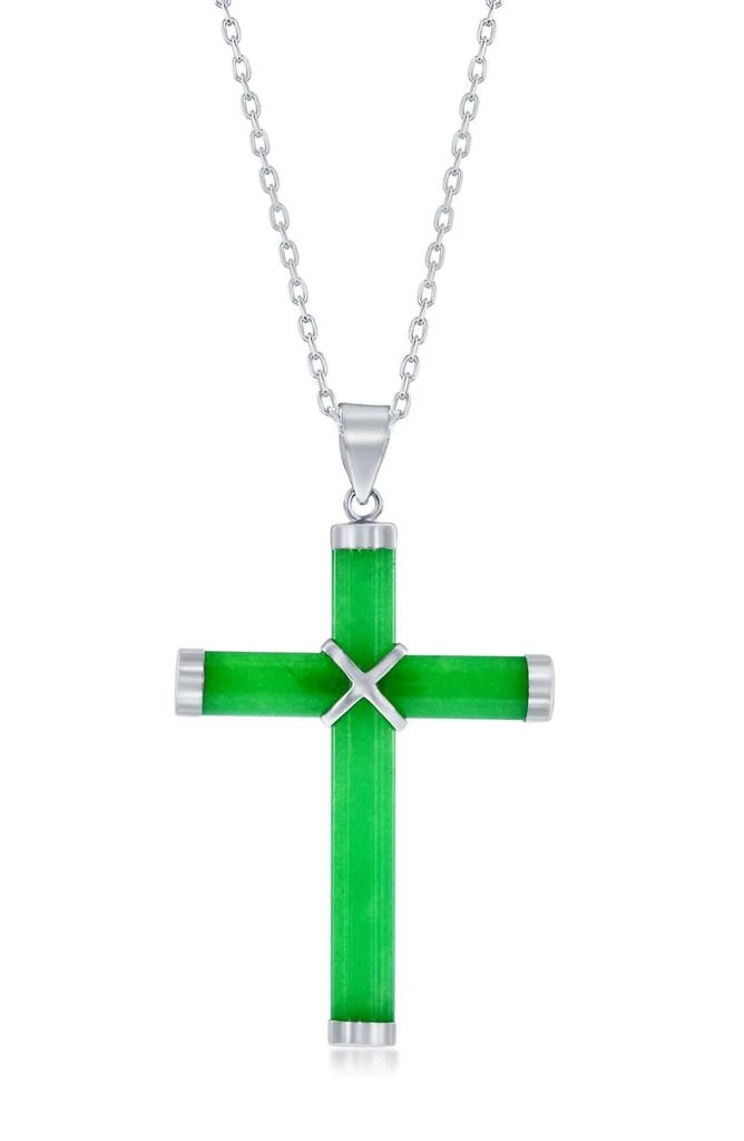 商品SIMONA|Sterling Silver & Jade Cross Pendant Necklace,价格¥525,第1张图片