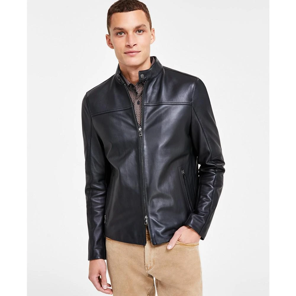 Men's Leather Racer Jacket, Created for Macy's 商品