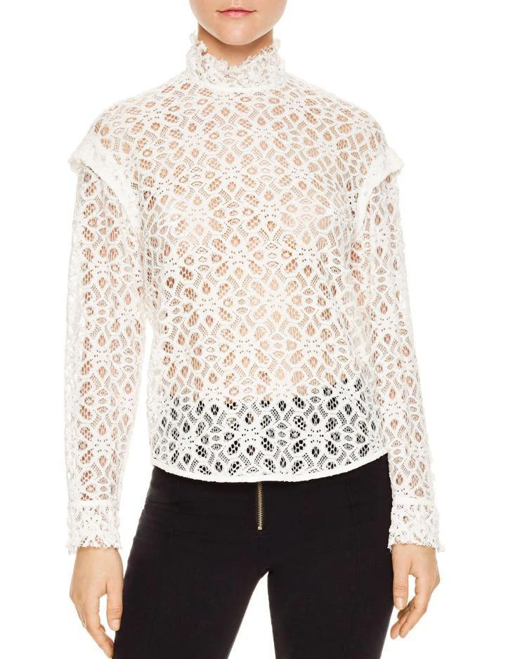 商品Sandro|Coleta Sheer Lace Top,价格¥1213,第1张图片