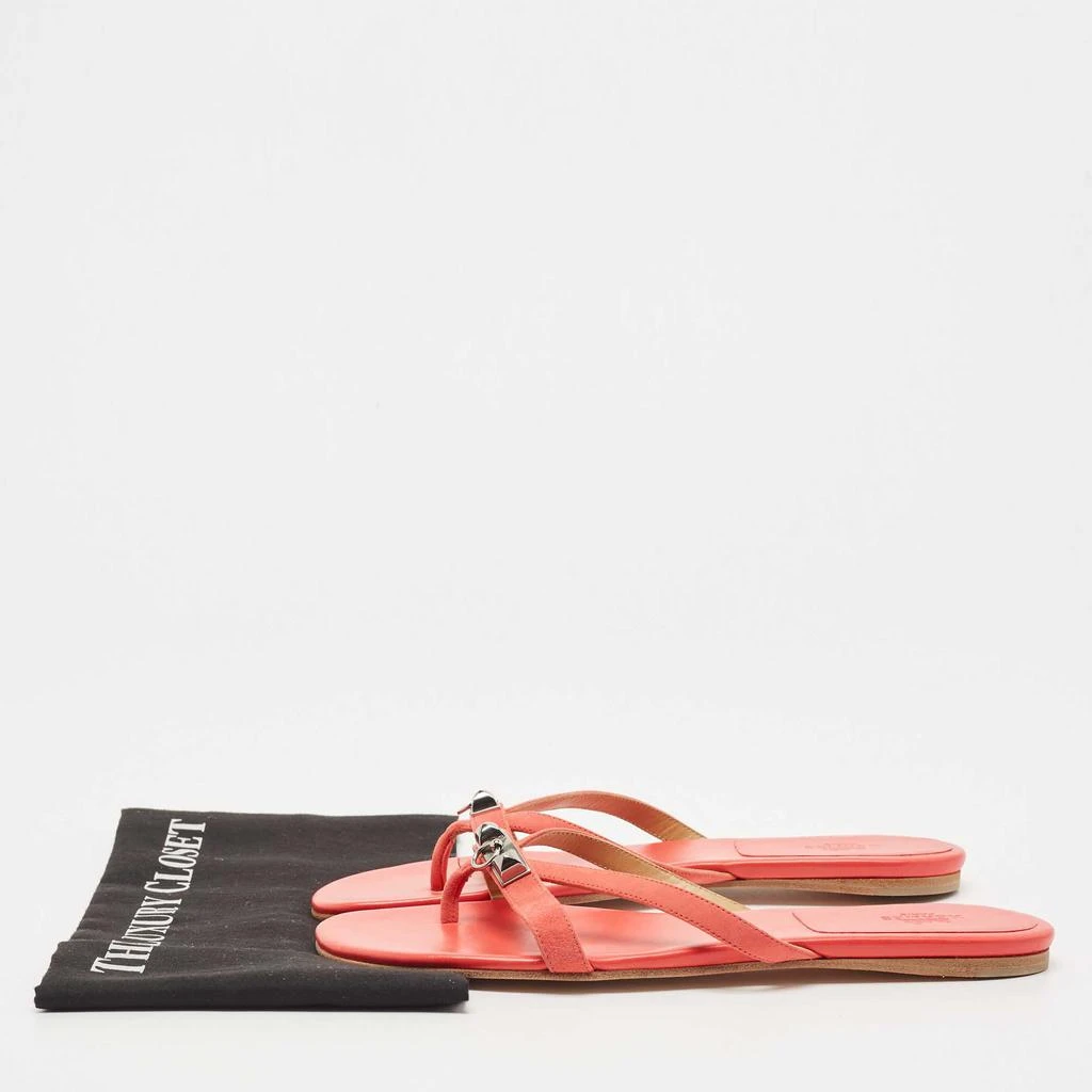 Hermes Pink Suede Corfu Thong Flat Slides Size 41 商品