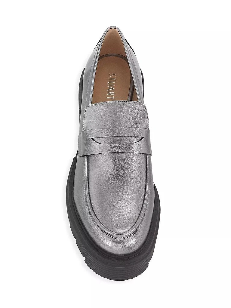 商品Stuart Weitzman|Soho Metallic Leather Lug-Sole Loafers,价格¥2646,第5张图片详细描述