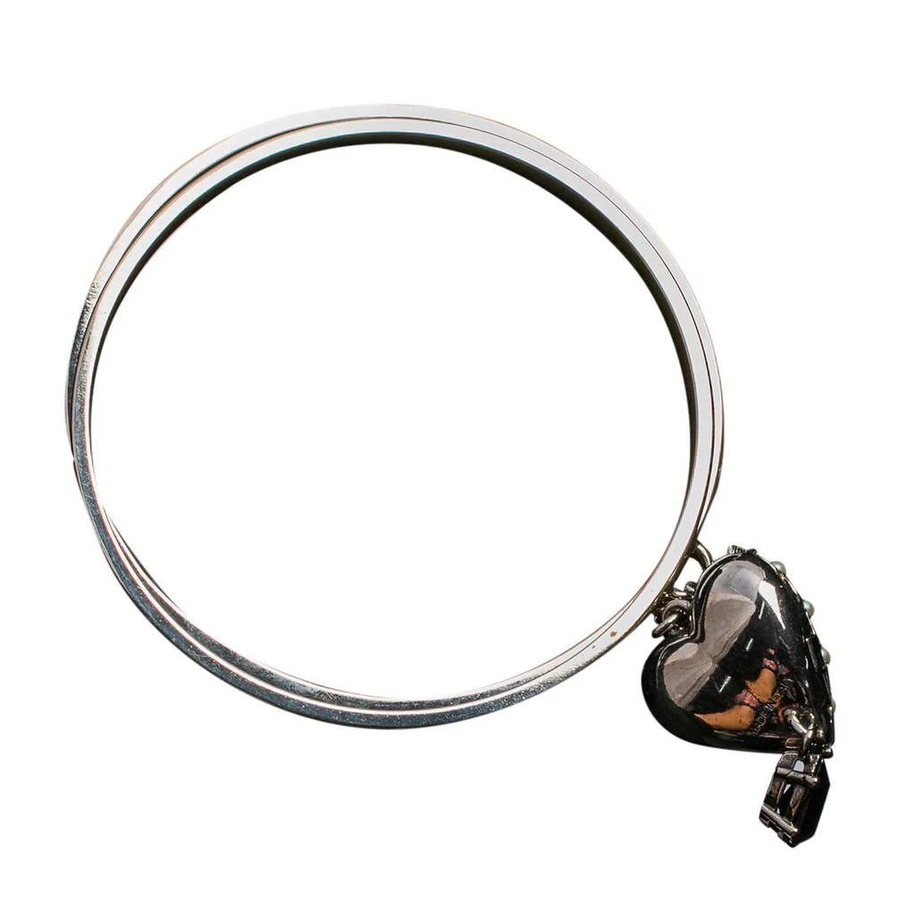 Alexander McQueen Antique Silver Tone Heart Locket Charm Layered Bangle Bracelet 商品