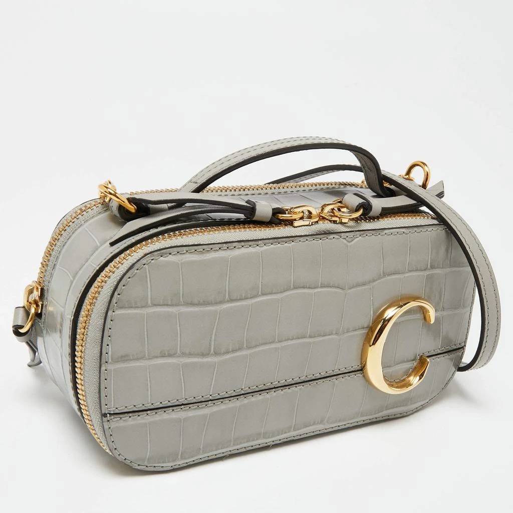 商品[二手商品] Chloé|Chloe Grey Croc Embossed Leather C Vanity Crossbody Bag,价格¥3734,第3张图片详细描述
