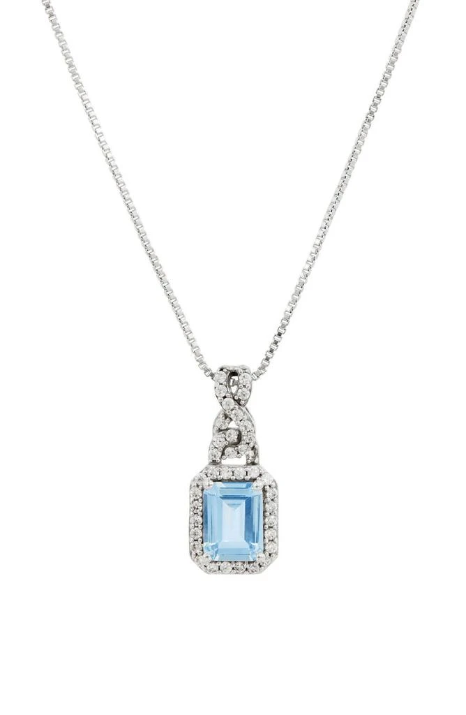 商品Savvy Cie Jewels|CZ Pavè Created Aqua Topaz Pendant Necklace,价格¥302,第1张图片