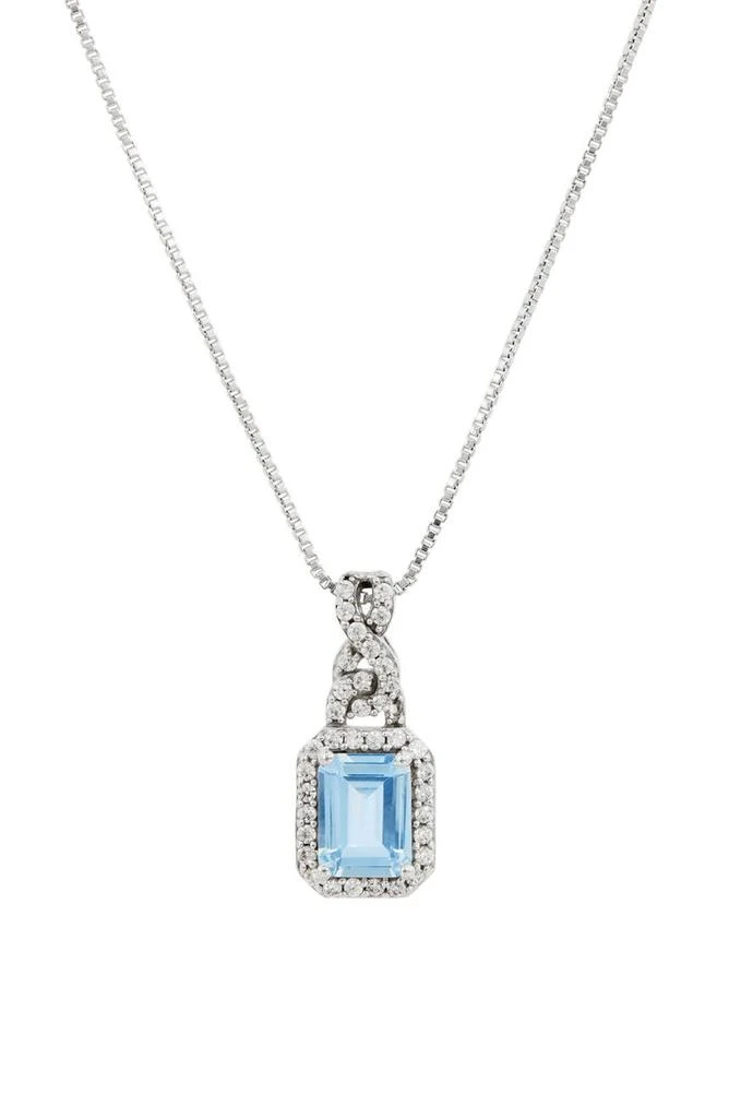 商品Savvy Cie Jewels|CZ Pavè Created Aqua Topaz Pendant Necklace,价格¥300,第1张图片