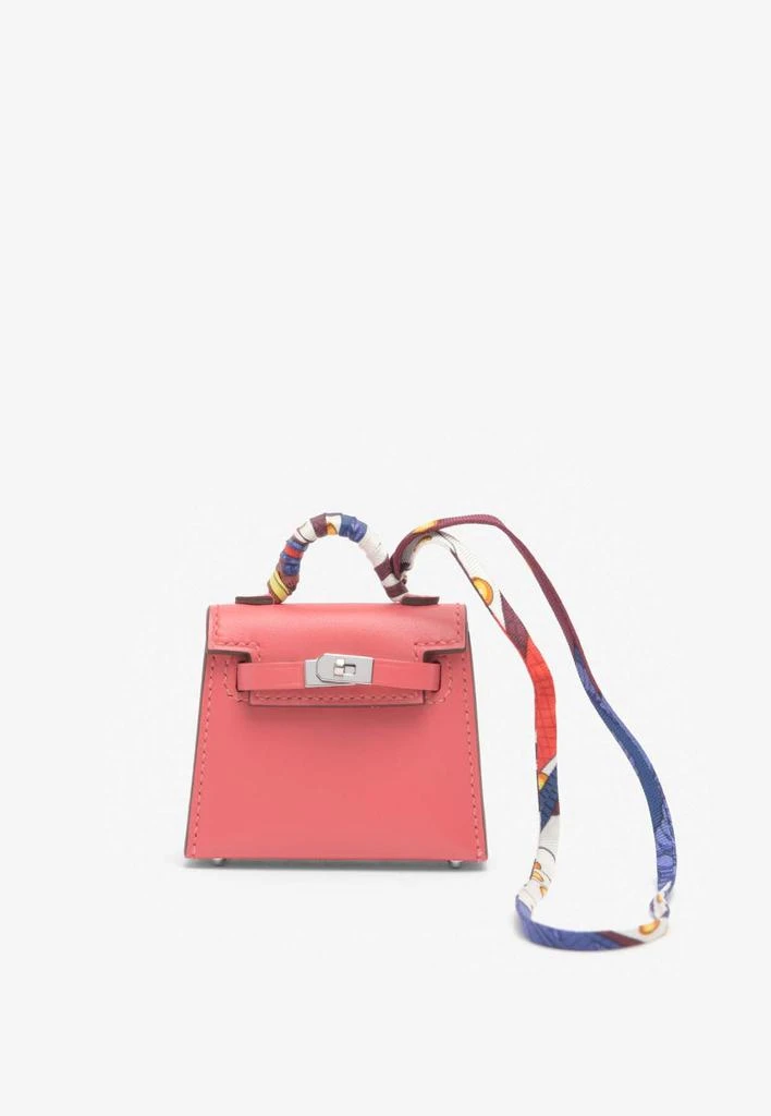 商品Hermes|Kelly Twilly Bag Charm in Rose Lipstick Tadelakt with Printed Silk Strap,价格¥22514,第1张图片