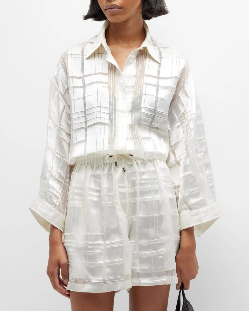 商品Brunello Cucinelli|Organza Paint Stroke Print Button-Down Blouse,价格¥4461,第1张图片