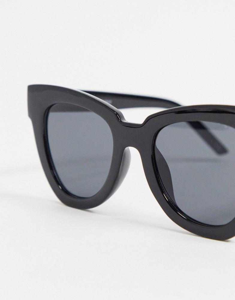ASOS DESIGN frame chunky flare cat eye sunglasses in shiny black - BLACK商品第3张图片规格展示