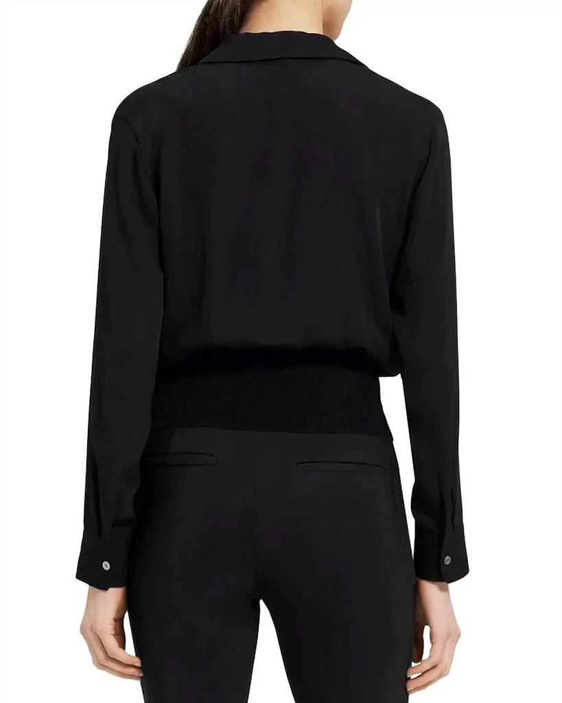 商品Theory|Long Sleeve Collared Silk Top in Black,价格¥2121,第2张图片详细描述