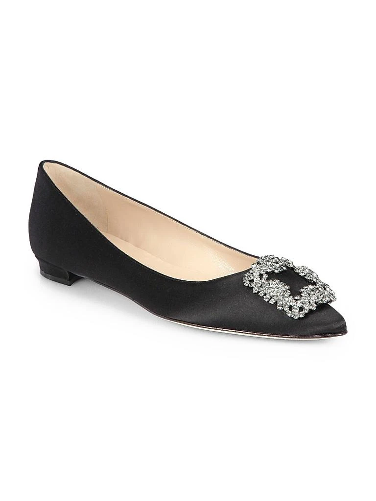 商品Manolo Blahnik|Hangisi 25MM Embellished Satin Flats,价格¥8017,第1张图片