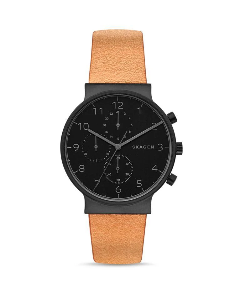 商品Skagen|Ancher Chronograph Leather Strap Watch, 40mm,价格¥1096,第1张图片