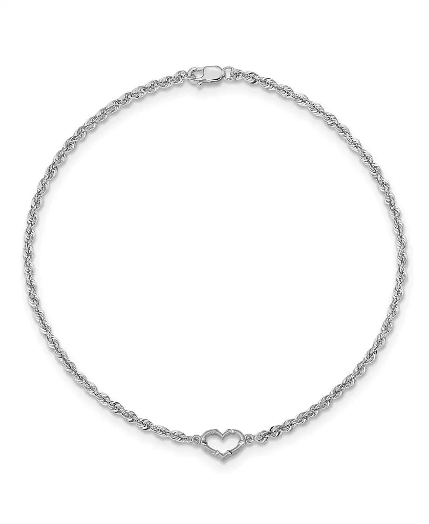 商品Macy's|Heart Rope Anklet in 14k White Gold,价格¥2693,第1张图片