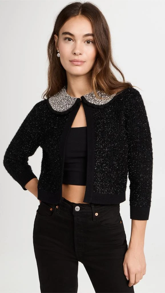 商品Alice + Olivia|alice + olivia Akira Textured Cardi with Embellished Crystals,价格¥2182,第2张图片详细描述