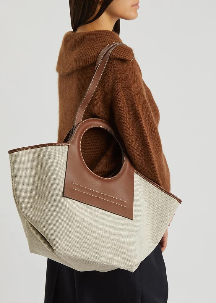 Cala small leather and canvas tote 商品