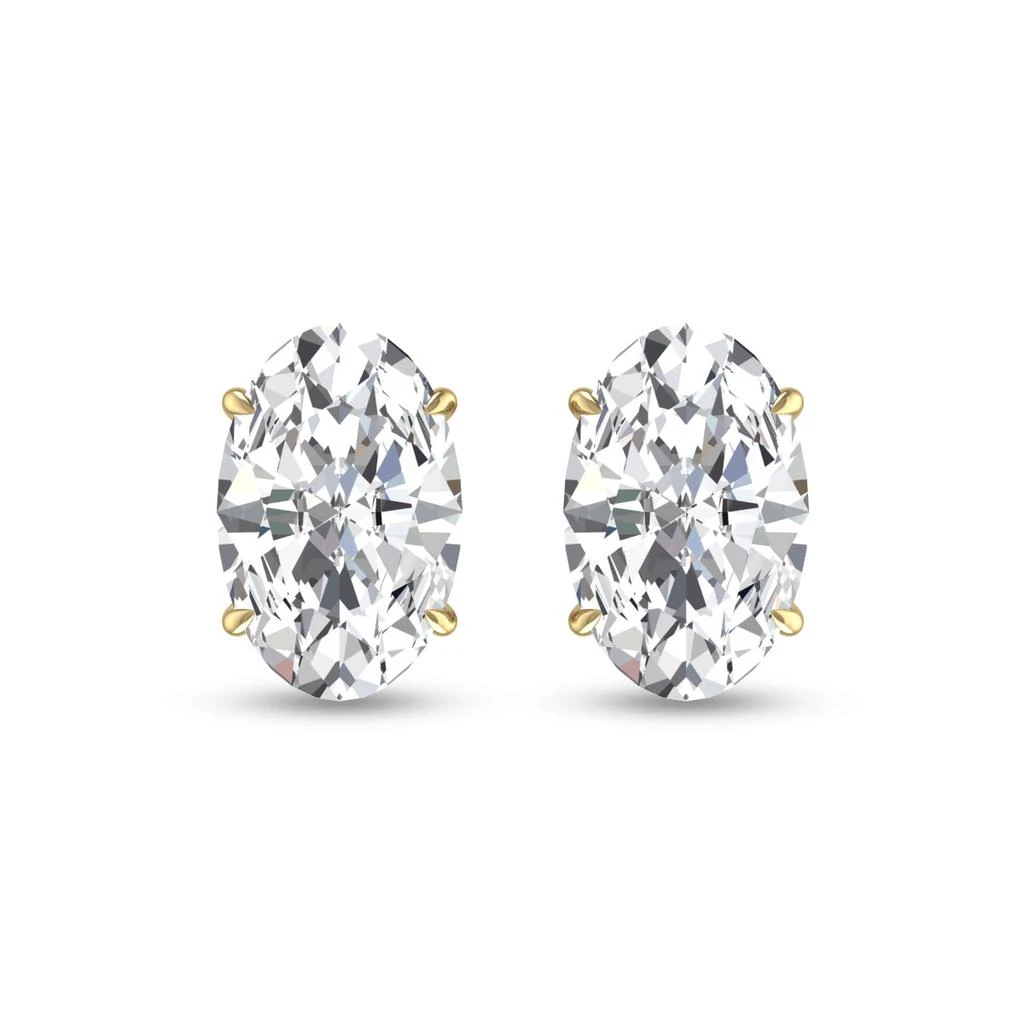 商品SSELECTS|Lab Grown 1/4 Carat Oval Solitaire Diamond Earrings In 14k Yellow Gold,价格¥2666,第1张图片