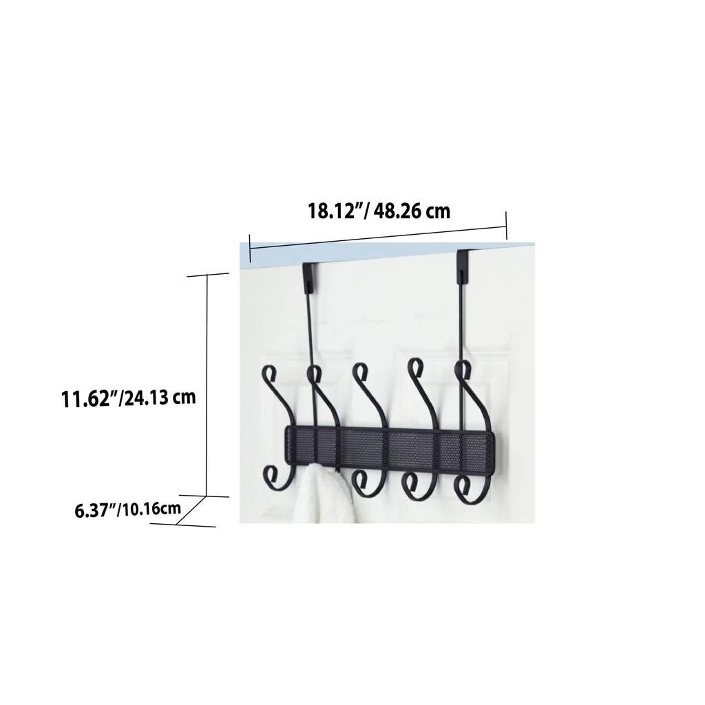 Home Basics Shelby 5 Hook Over the Door Hanging Rack, Black 商品