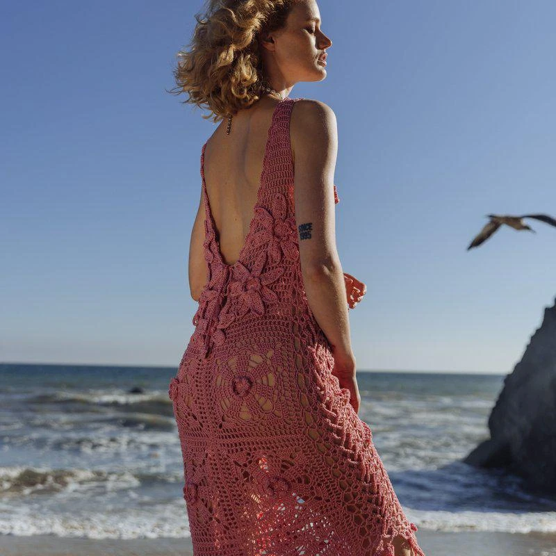 商品ANDREEVA|Dust Rose Handmade Crochet Dress,价格¥4171,第2张图片详细描述