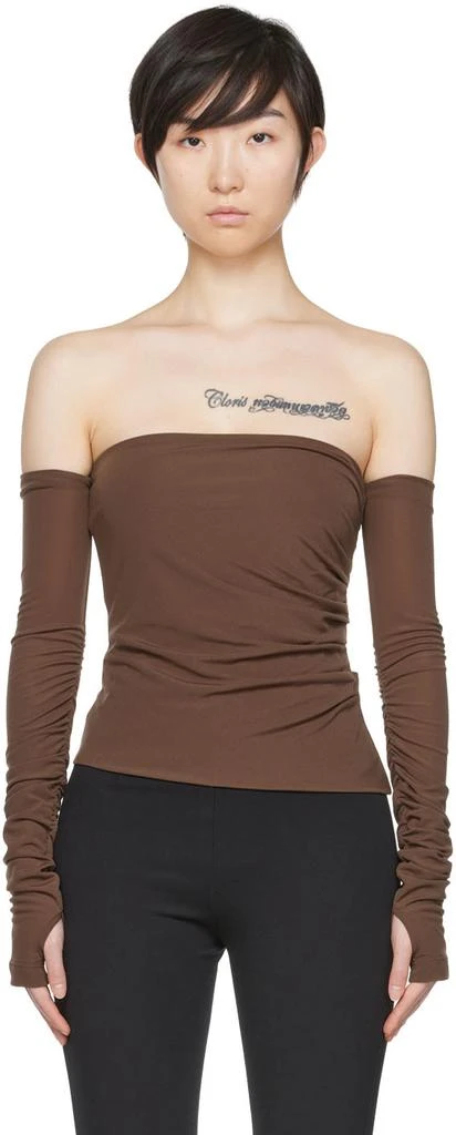 商品Helmut Lang|SSENSE Exclusive Brown Twist Long Sleeve T-Shirt,价格¥682,第1张图片