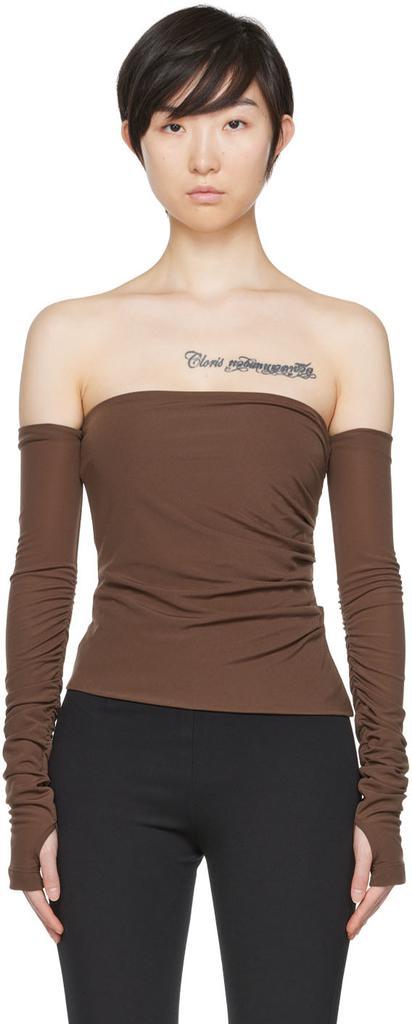 商品Helmut Lang|SSENSE Exclusive Brown Twist Long Sleeve T-Shirt,价格¥623,第1张图片