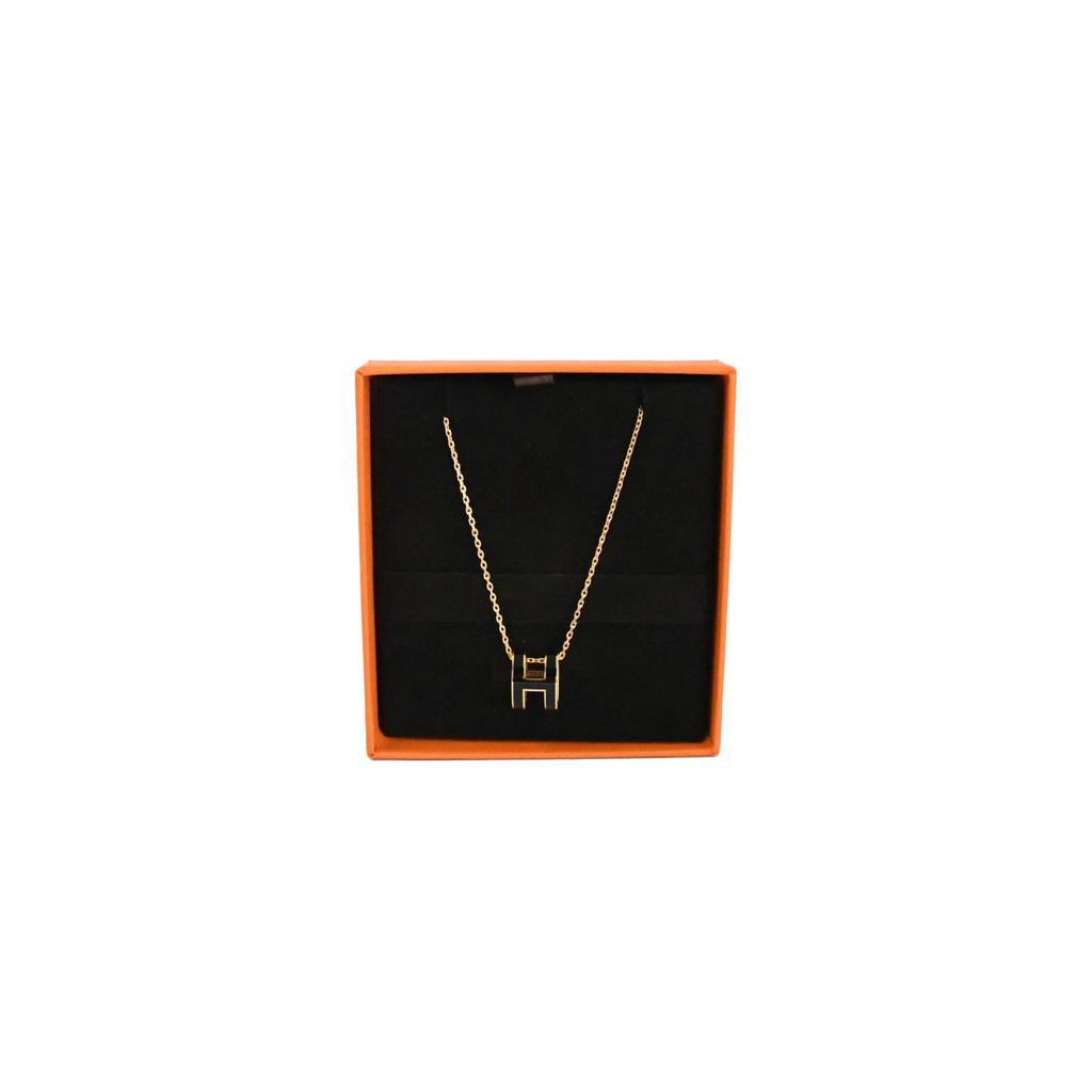 商品Hermes|Hermes Pop H Pendant Necklace Gold HW Black,价格¥5077,第1张图片