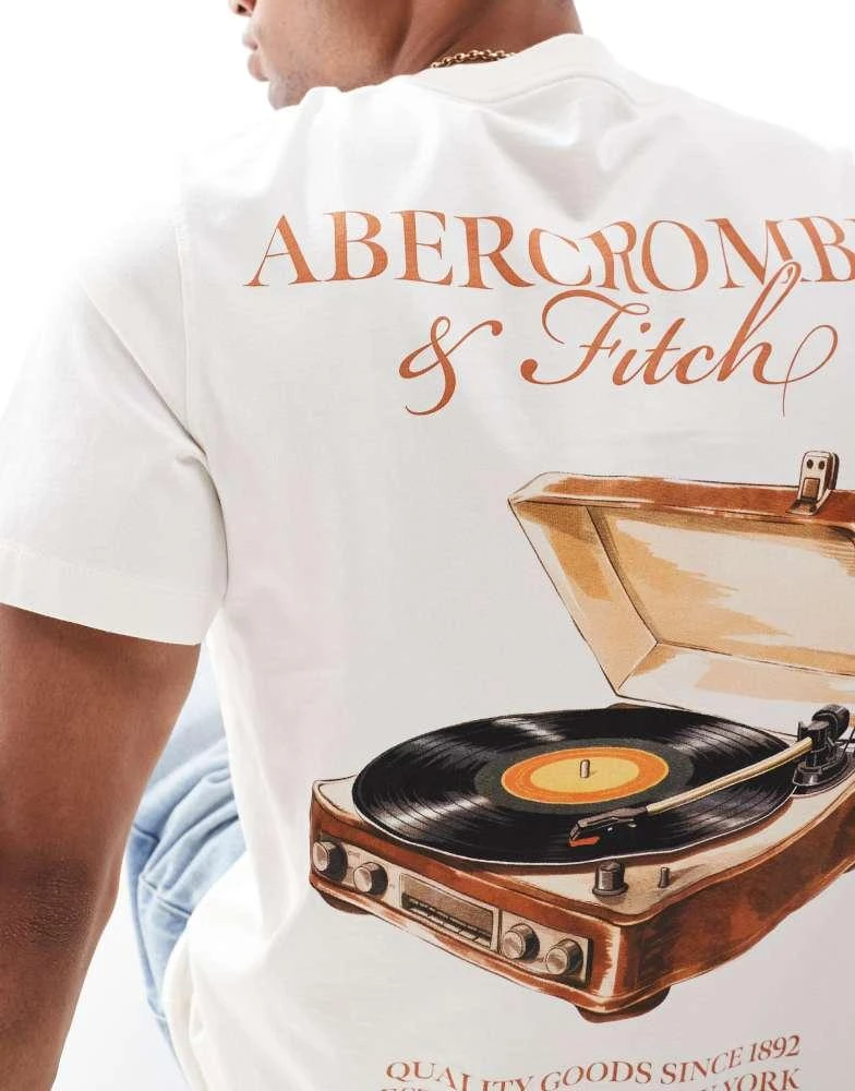 商品Abercrombie & Fitch|Abercrombie & Fitch record player logo back print t-shirt in white,价格¥256,第4张图片详细描述