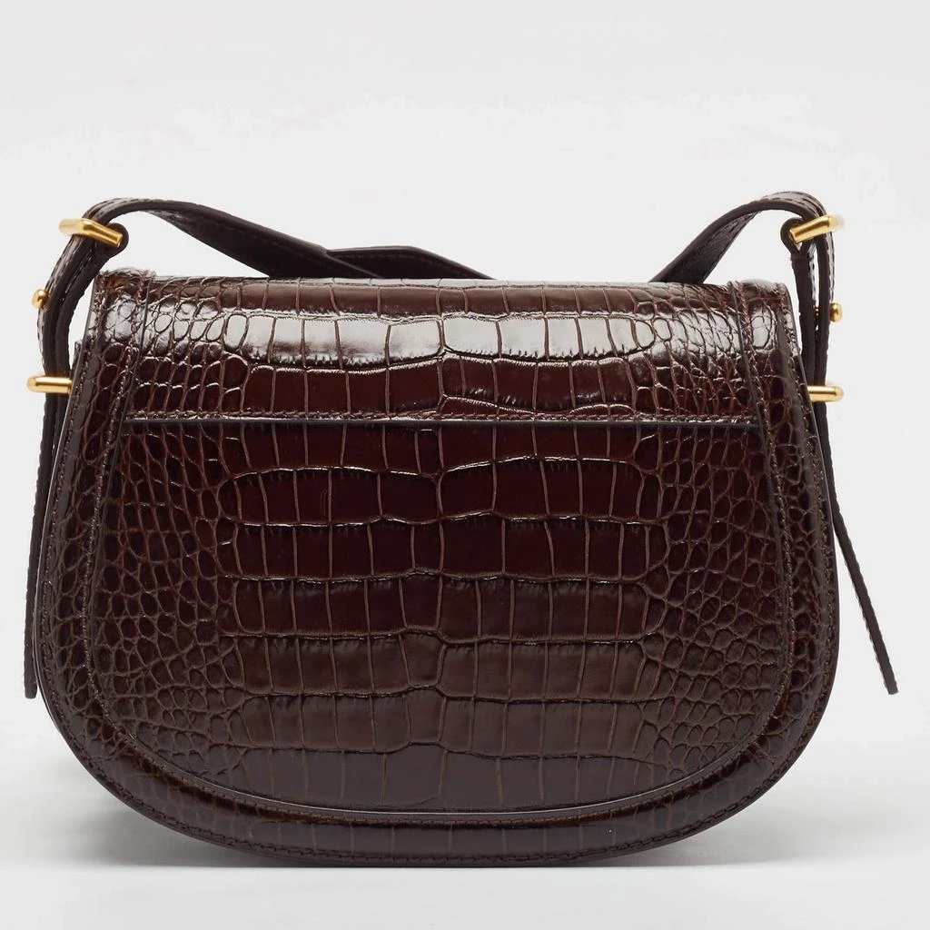 商品Ralph Lauren|Polo Ralph Lauren Brown Croc Embossed Leather Saddle Crossbody Bag,价格¥3620,第4张图片详细描述