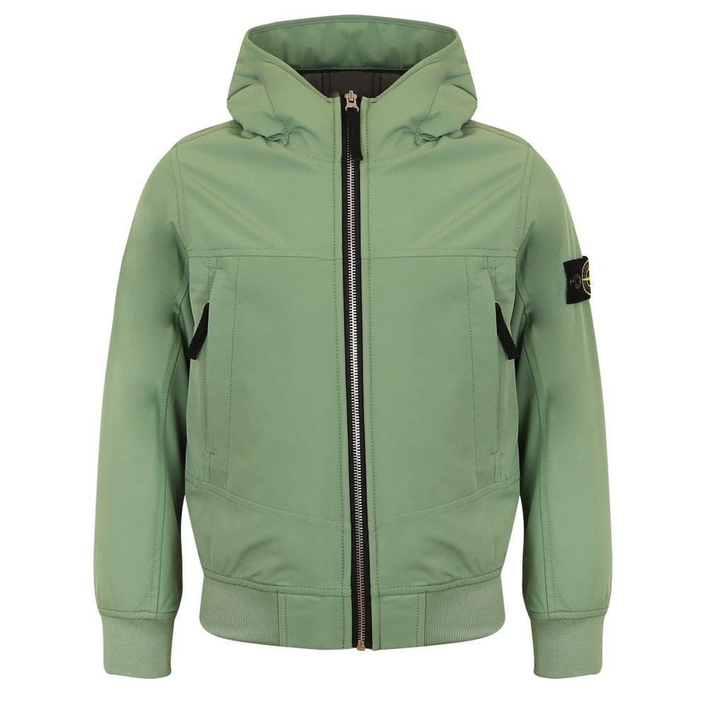 商品Stone Island Junior|Sage Green Hooded Zip Up Jacket,价格¥2859-¥3760,第1张图片