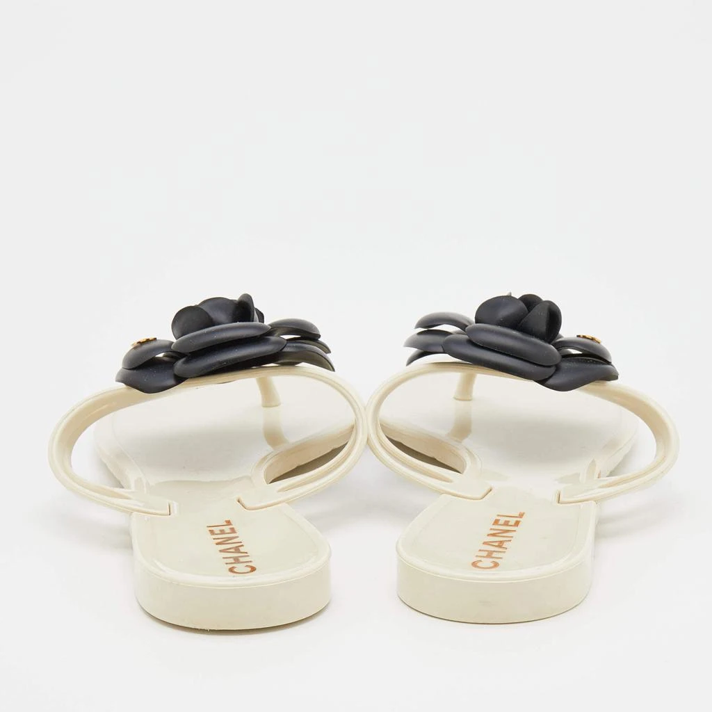商品[二手商品] Chanel|Chanel Cream Rubber Camellia Flower Thong Flats Size 36,价格¥2361,第5张图片详细描述