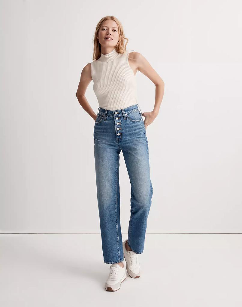 商品Madewell|The Petite Perfect Vintage Straight Jean in Becker Wash: Button-Front Edition,价格¥1033-¥1182,第3张图片详细描述