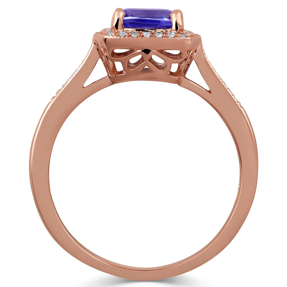 商品Macy's|Tanzanite (1 ct. t.w.) & Diamond (1/8 ct. t.w.) Cushion Halo Ring in 14k Rose Gold,价格¥15686,第2张图片详细描述
